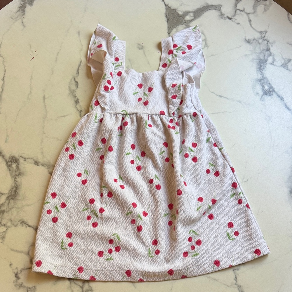 Zara White Dress with Red Cherry Print